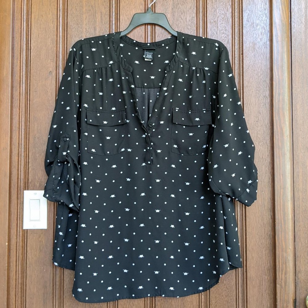 torrid 3x Harper Blouse - Cats & Polka Dots!